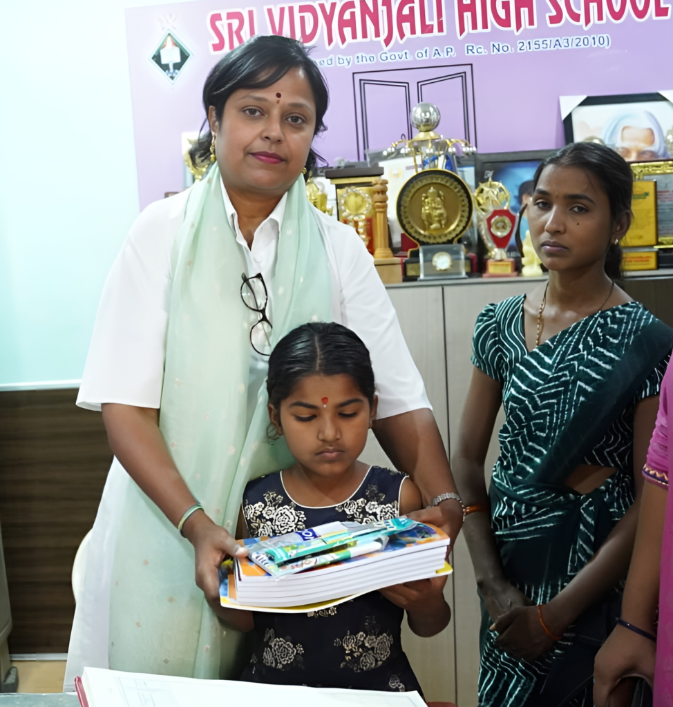 Dr. Kota Neelima admitted the child Sri 'Vidya' to school